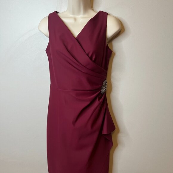 Alex Evenings Burgundy Maxi Dress (4P) - Picture 3 of 9